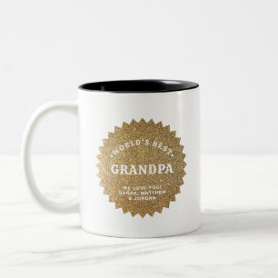 Gold Award World's Best Grandpa Personalised Two-Tone Coffee Mug