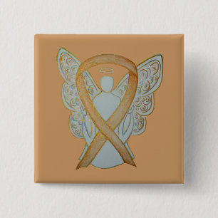 Gold Awareness Ribbon Angel Custom Art Pin