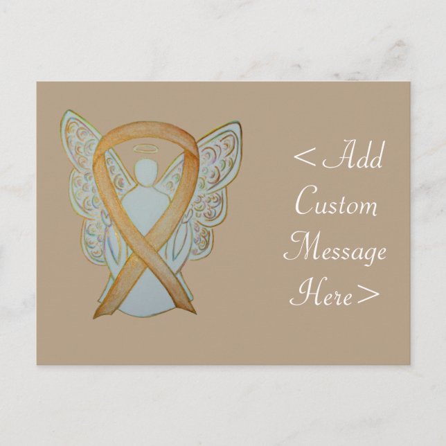 Gold Awareness Ribbon Angel Custom Postcard (Front)