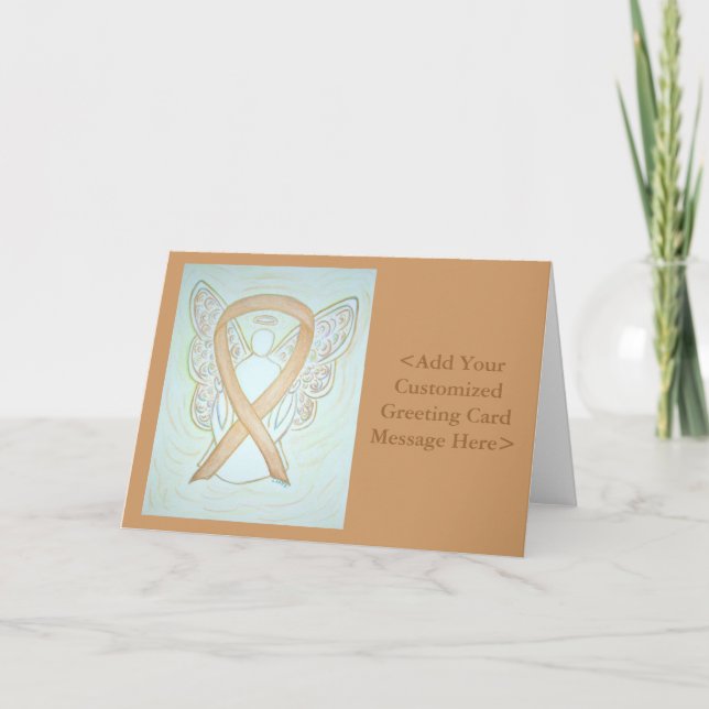 Gold Awareness Ribbon Angel Personalised Cards (Front)