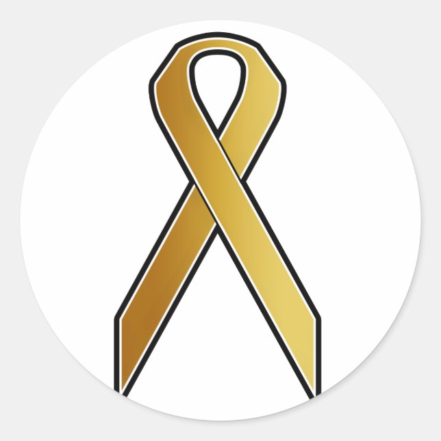Gold Awareness Ribbon Classic Round Sticker (Front)