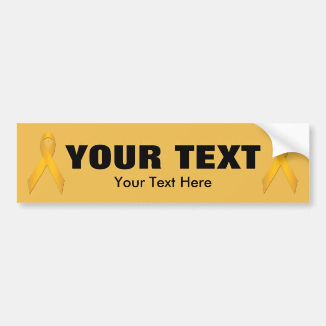 Gold Awareness Ribbon Template Bumper Sticker (Front)