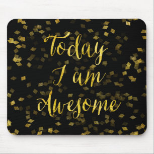 Gold Awesome Quote Faux Foil Confetti Background Mouse Pad