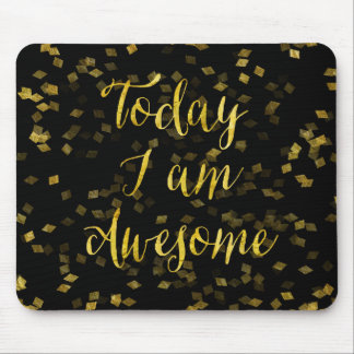 Gold Awesome Quote Faux Foil Confetti Background Mouse Pad
