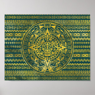 Gold  Aztec Inca Mayan Calendar Poster