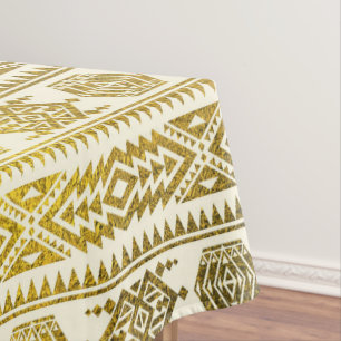 Gold  Aztec Peruvian Tribal Pattern Tablecloth