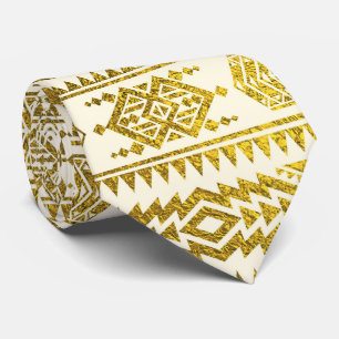 Gold Aztec Peruvian Tribal Pattern Tie