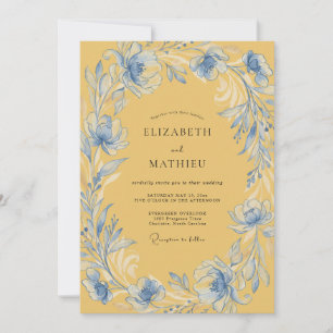 Gold Azure Wreath Wedding Invitation