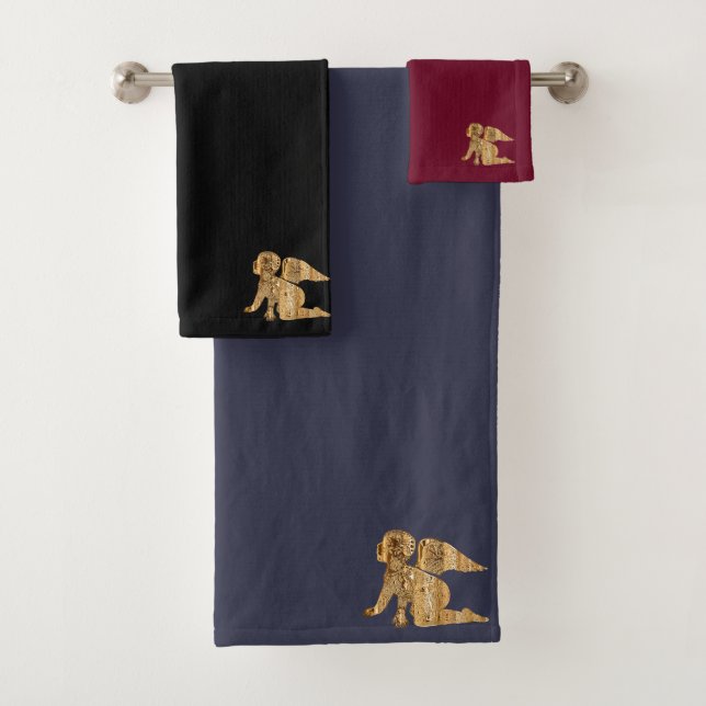 Gold baby angel (mix) bath towel set (Insitu)