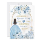 Gold Baby Blue Floral Princess Quinceañera