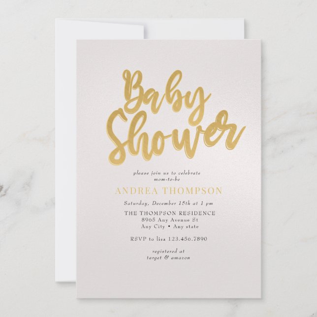 Gold Baby Shower Invitation (Front)