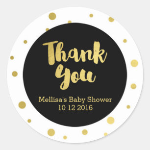 Gold Baby Shower Thank You Favour Sticker