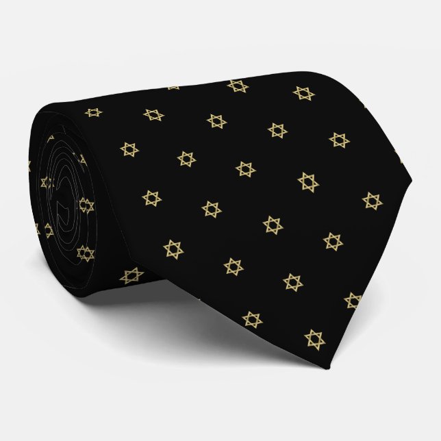 Gold Baby Star Of David Black Tie (Rolled)