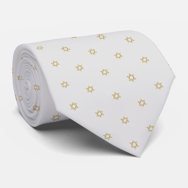 Gold Baby Star Of David Dove Grey Tie (Rolled)