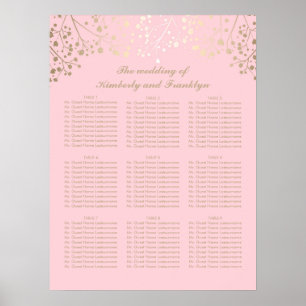 Gold Baby's Breath Pink Wedding Seating Chart