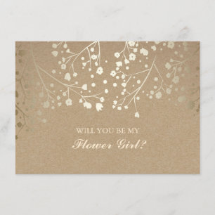 Gold Baby's Breath Wedding Flower Girl Invitation