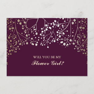 Gold Baby's Breath Wedding Flower Girl Invitation