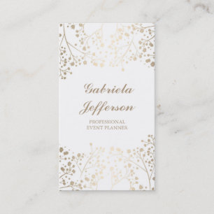 Gold Baby's Breath White Vintage Elegant Business Card