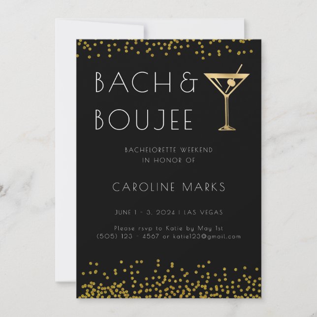 Gold Bach and Boujee Bachelorette Party Invitation (Front)