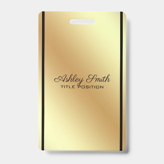 Gold Background Black Stripe ID Badge (Front)
