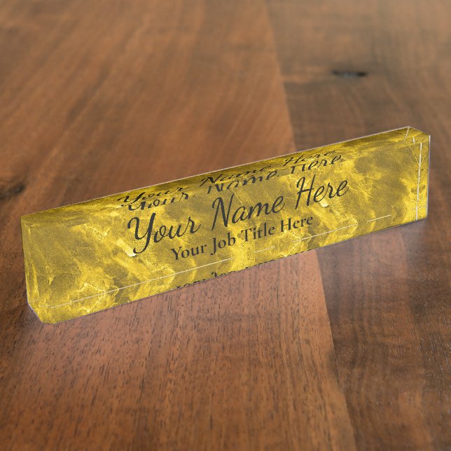 Gold Background - Customisable Desk Nameplate (Side)