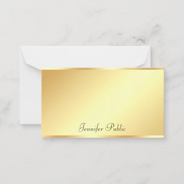 Gold Background Handwritten Script Text Template (Front)
