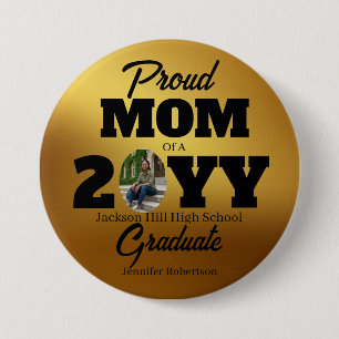 Gold Background Proud Mum Grad Round 7.5 Cm Round Badge
