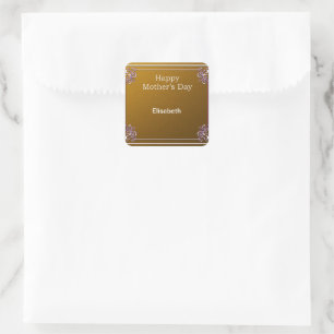 gold background square sticker