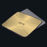 Gold Background stripes accent Laptop Sleeve<br><div class="desc">Image of gold metallic background with two shiny gold stripes accent. Optional monogram.</div>