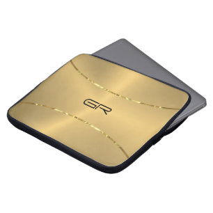 Gold Background stripes accent Laptop Sleeve