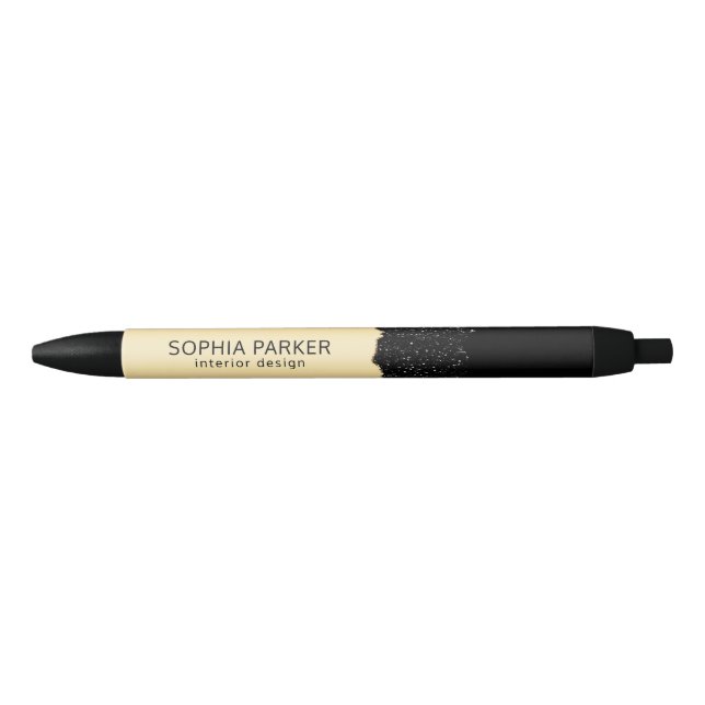 Gold Background White Spark Black Ink Pen (Front)