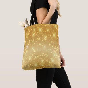 Gold Background White Sparks Tote Bag