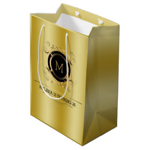 Gold Background With Gold and Black Frame Medium Gift Bag