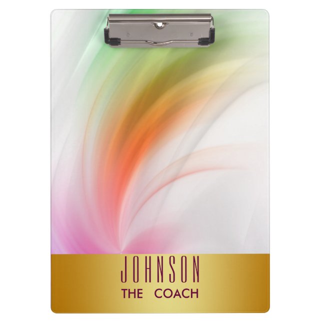 Gold Badge Rainbow Waves Painted Starburst Curves Clipboard (Front)