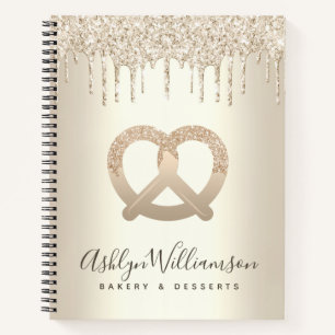Gold Bakery Catering Pastry Chef Glitter Drips Notebook