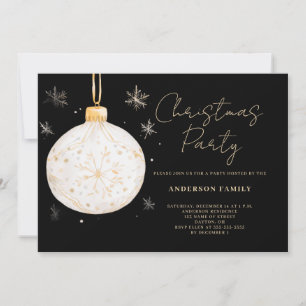 Gold Ball Ornament Christmas Party Invitation