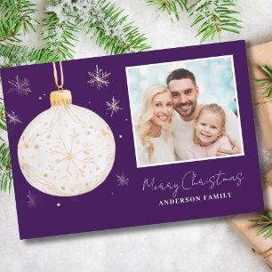 Gold Ball Photo Christmas  Holiday Card