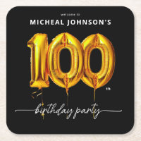 Gold Balloon Black 100th Birthday Party