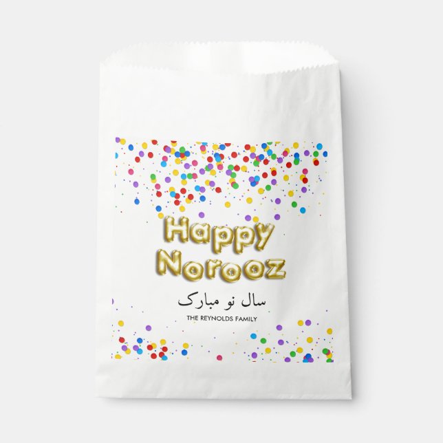 Gold Balloon Happy Norooz Persian New Year Favour Bag (Front)