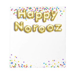 Gold Balloon Happy Norooz Persian New Year Notepad