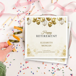 Gold Balloon Happy Retirement Napkin