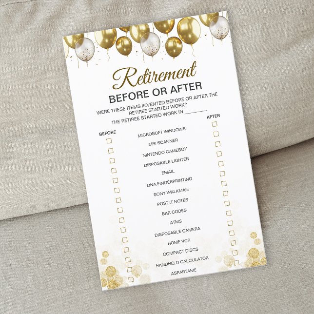 Gold Balloon Happy Retirement Party Game Card (Gold Balloon Happy Retirement Party Game Card)