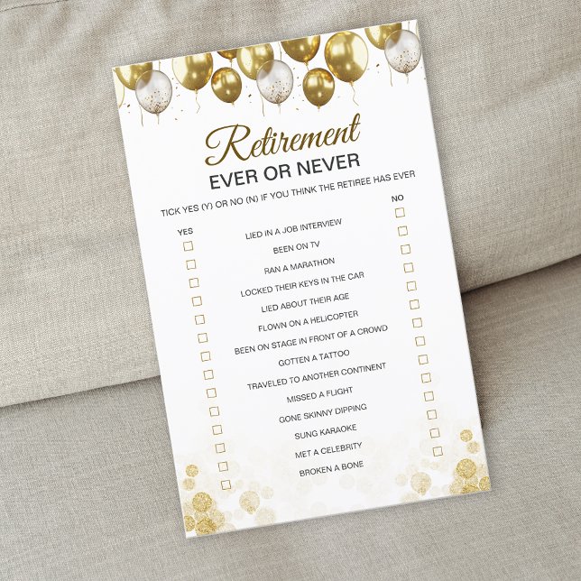 Gold Balloon Happy Retirement Party Game Card (Gold Balloon Happy Retirement Party Game Card)