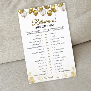 Gold Balloon Happy Retirement Party Game Card