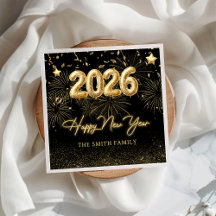 Gold Balloon New Years Eve Party Paper Napkin