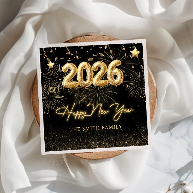 Gold Balloon New Years Eve Party Paper Napkin (Creator Uploaded)