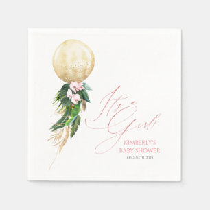 Gold Balloon Tropical Greenery Garland Baby Shower Napkin