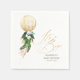 Gold Balloon Tropical Greenery Garland Baby Shower Napkin
