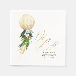 Gold Balloon Tropical Greenery Garland Baby Shower Napkin