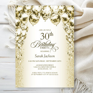 Gold Balloons 30th Birthday Party Invitation
